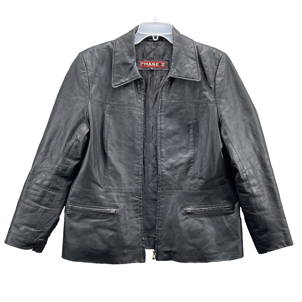 Phase 2 Genuine Leather Jacket Men XL Insulate Moto Biker Retro Boxy 90s Classic